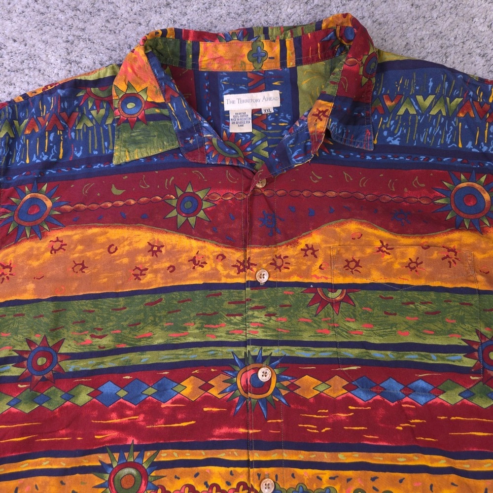 The Territory Ahead Shirt Mens XXL Geometric Southwestern Colorful Button GUC - Picture 3 of 7